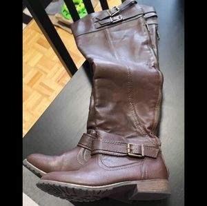 Brown knee high boots
